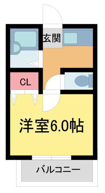 ロイヤルハイネス(1K/2階)の間取り写真