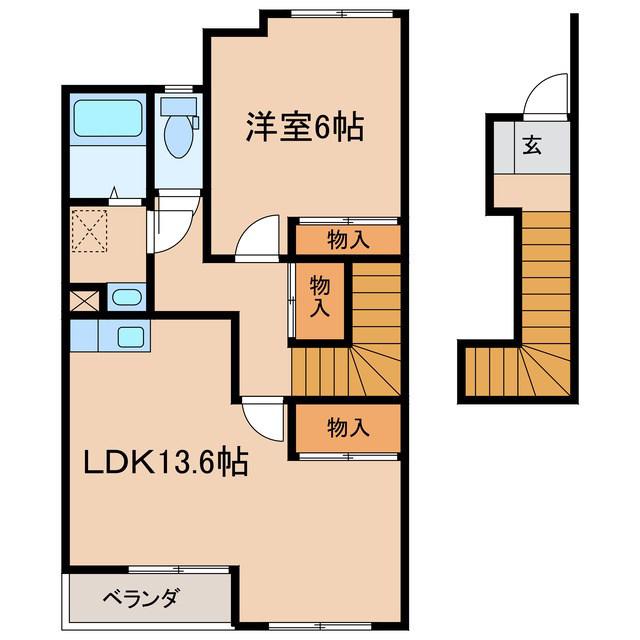 ディアコート・ドルチェ(1LDK/2階)の間取り写真