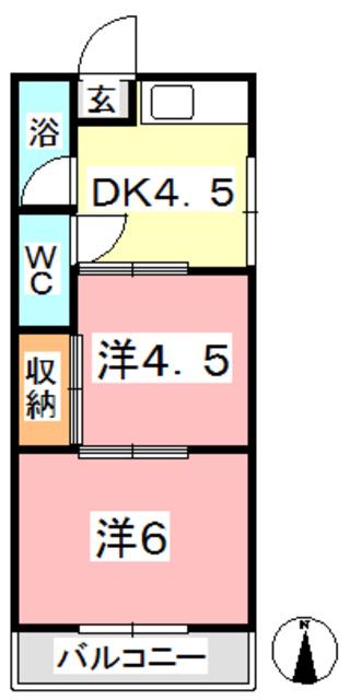 野田マンションA棟(2DK/2階)の間取り写真