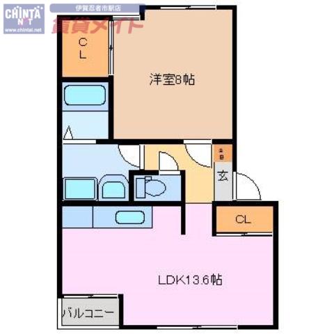 スレイプニール(1LDK/2階)の間取り写真