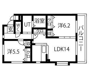 シャルマンテール(2LDK/2階)の間取り写真