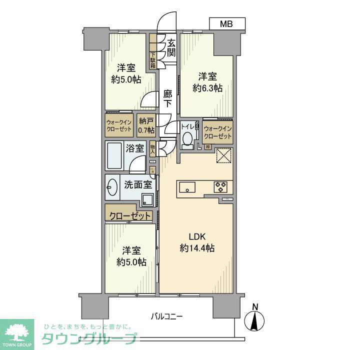メイツ深川住吉(3LDK/6階)の間取り写真
