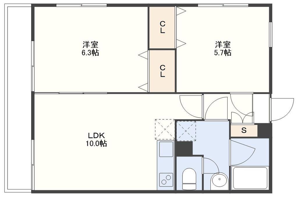 コンフォール曙(2LDK/3階)の間取り写真