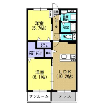 メゾン・ドF(2LDK/1階)の間取り写真