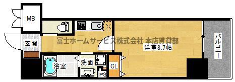 ふぁみゆアビコXI(1K/2階)の間取り写真
