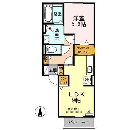 ヴィラ小曲輪(1LDK/2階)の間取り写真
