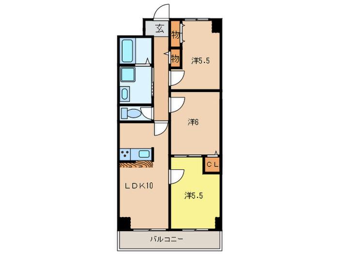 天神山マンションⅡ号館(3LDK/8階)の間取り写真