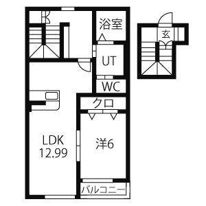 ボナール(1LDK/2階)の間取り写真