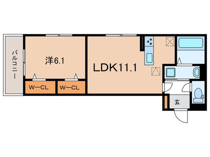 GRAMM下津林イースト(1LDK/1階)の間取り写真