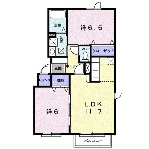 サンリットB(2LDK/1階)の間取り写真