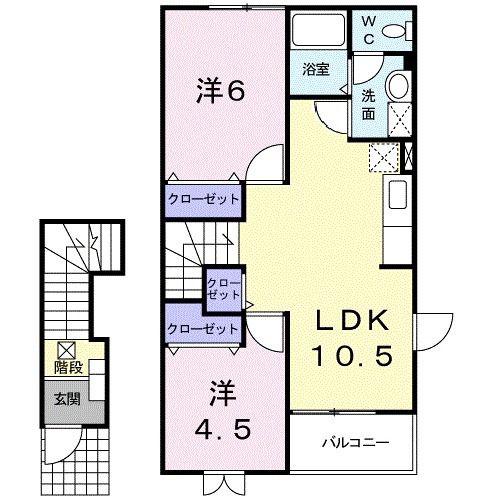 アドバンス銀河の森I(2LDK/2階)の間取り写真