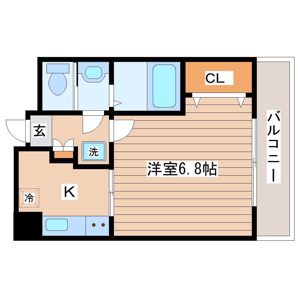 HF仙台レジデンスイースト(1K/4階)の間取り写真