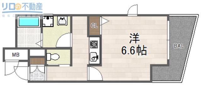 ONLYONE小花(1K/2階)の間取り写真