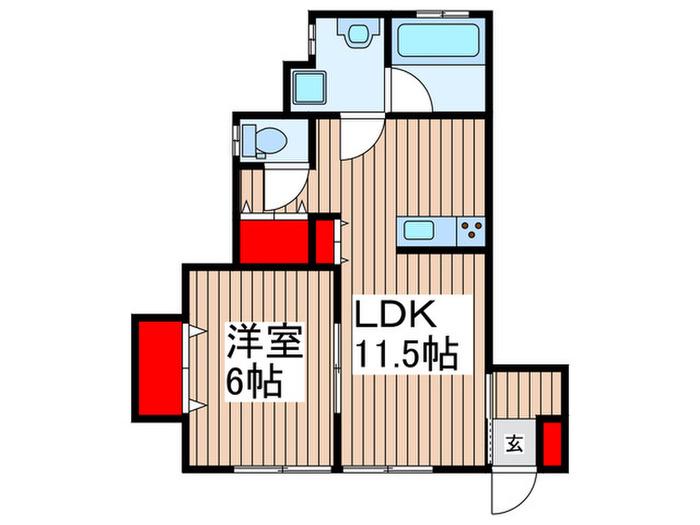ブライトサム千間台東I(1LDK/1階)の間取り写真