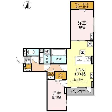 D-ROOM南越谷(2LDK/1階)の間取り写真