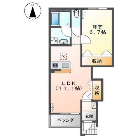 ベル フルール(1LDK/1階)の間取り写真