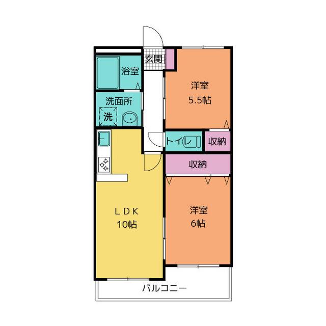 レアールM大川A(2LDK/2階)の間取り写真