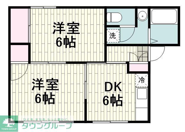 アブリールB(2DK/1階)の間取り写真