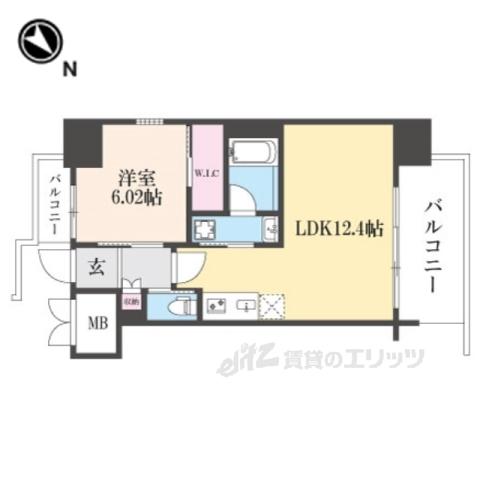 プレジオ森河内ASIAN(1LDK/5階)の間取り写真