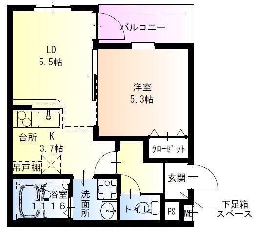 フジパレス尼崎西浦公園III番館(1LDK/3階)の間取り写真