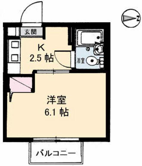 パークハイムふくい(1K/2階)の間取り写真
