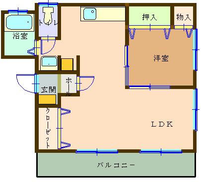 コーポドゥヴァン(1LDK/2階)の間取り写真