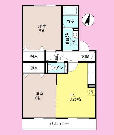 ポラリスB(2DK/1階)の間取り写真