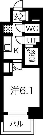 メイクス今池02(1K/9階)の間取り写真