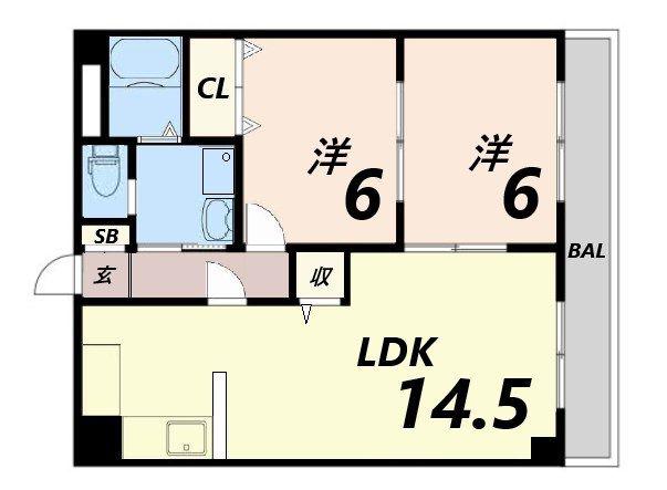 サンヒルズ西今宿(2LDK/2階)の間取り写真