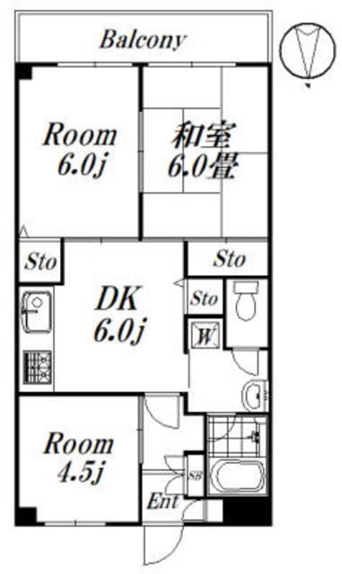 ヒルトップマンション(3DK/2階)の間取り写真