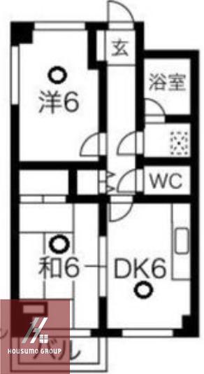 第2シャトー中尾(2LDK/5階)の間取り写真