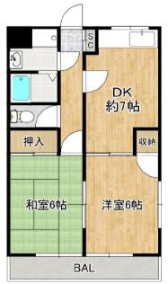 プランドール(2DK/1階)の間取り写真