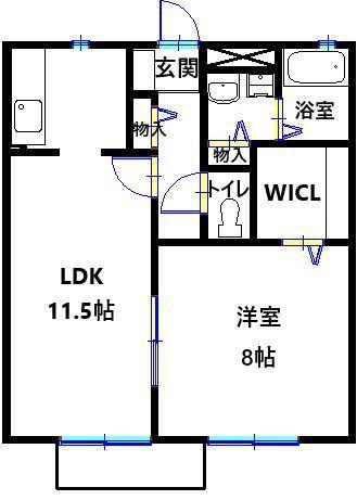 グリーンフォーリスト2番館(1LDK/2階)の間取り写真