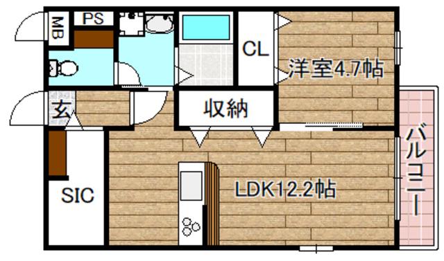 ハイバレー ノルド(1LDK/1階)の間取り写真