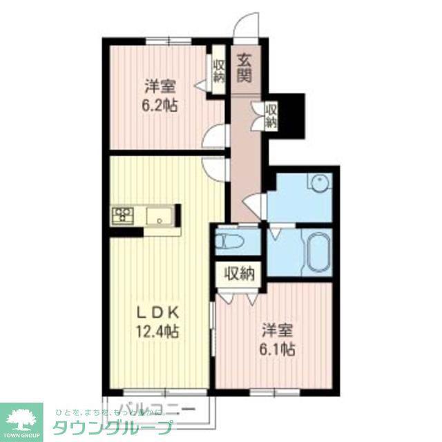 カーサ アルバA(2LDK/1階)の間取り写真