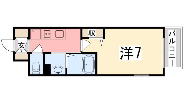 LUXE姫路(1K/5階)の間取り写真