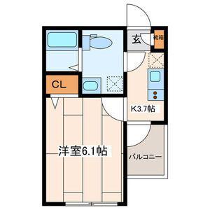 WITH PLACEさがみ野(1K/2階)の間取り写真