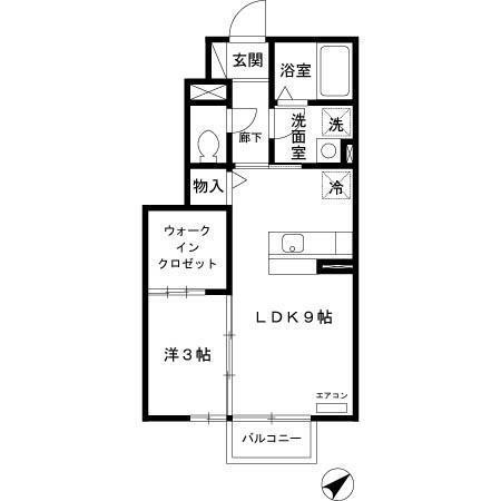ロイヤルコート茨島(1LDK/1階)の間取り写真