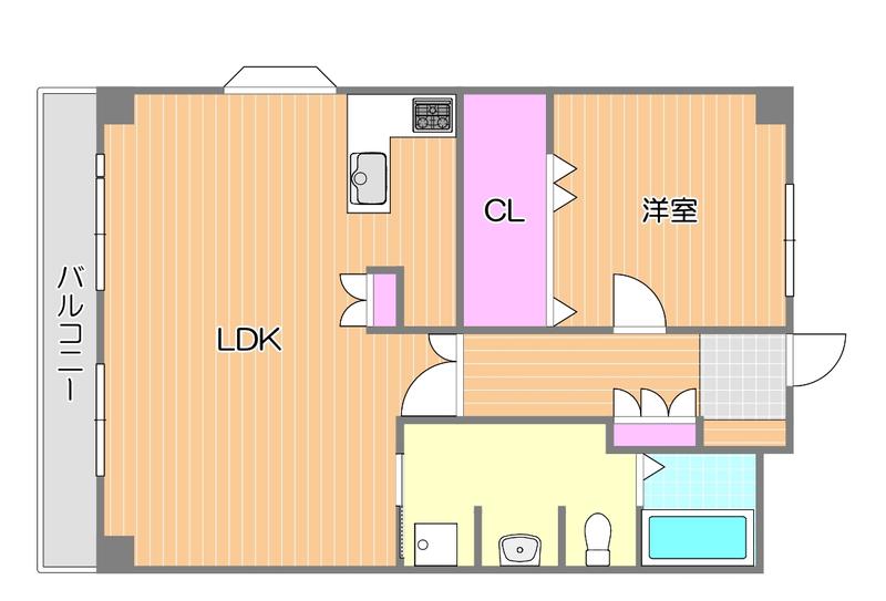 はなはうす門田本町(1LDK/5階)の間取り写真