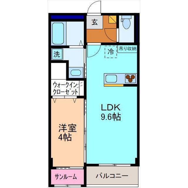 アイヴィータ泉 OVEST(1LDK/2階)の間取り写真