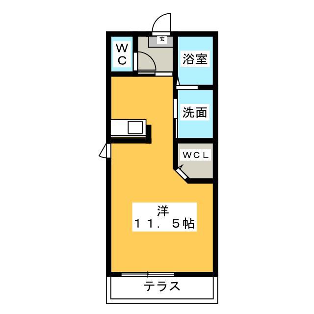 ドルチェ D棟(ワンルーム/1階)の間取り写真