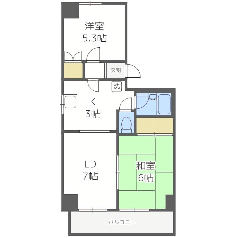 ティアナビル(2LDK/4階)の間取り写真