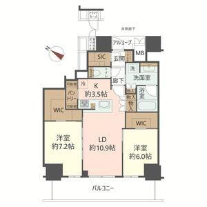 ジオタワー大阪十三(2LDK/24階)の間取り写真