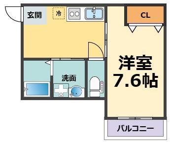 ヴェルメゾン西宮池開町(1K/1階)の間取り写真