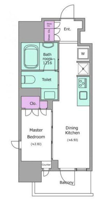 クロスレジデンス神田神保町(1DK/4階)の間取り写真