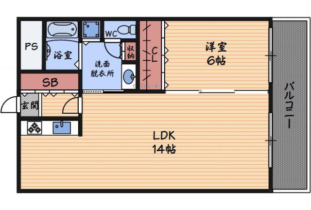 アパートメントKS福島(1LDK/2階)の間取り写真