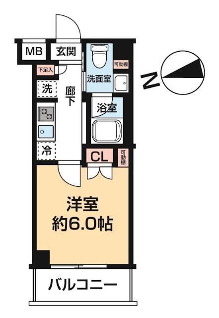 AZEST川口(1K/5階)の間取り写真