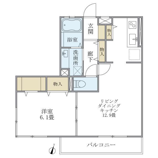 シエルルージュ松戸(1LDK/3階)の間取り写真