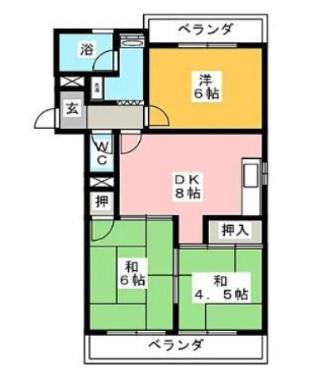 ハイツ森鷹2番館(3LDK/2階)の間取り写真