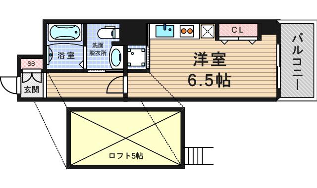 ラ・プレミア桜川(ワンルーム/6階)の間取り写真
